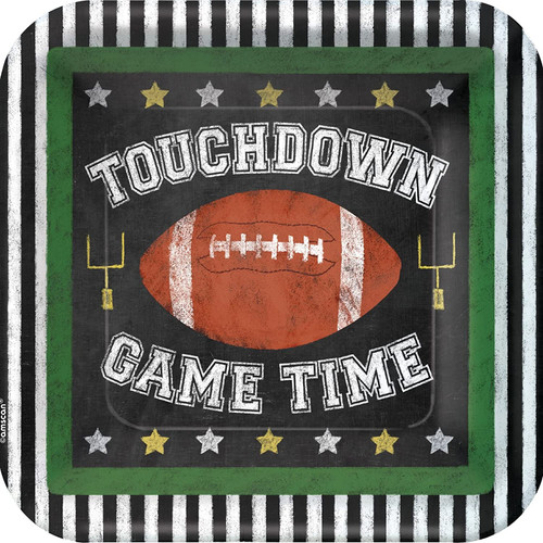 Game Time Football Super Bowl Day Sports Theme Party 9" Square Dinner Plates