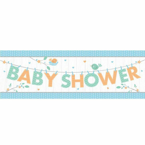 Hello Baby Boy Birds Flower Heart Baby Shower Party Decoration Giant Sign Banner