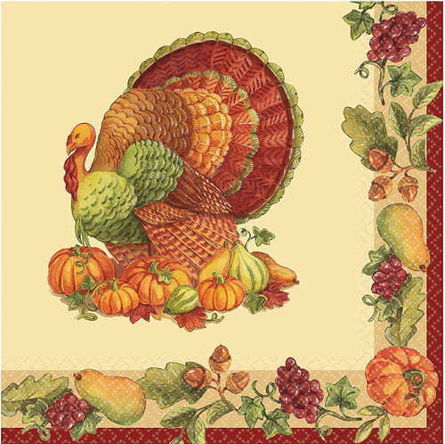 Joyful Thanksgiving Classic Turkey Holiday Party Bulk Paper Luncheon Napkins