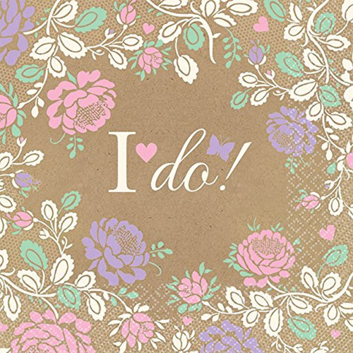 Rustic Floral I Do Flower Bridal Shower Wedding Party Paper Beverage Napkins