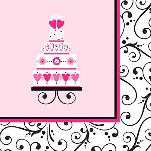 Sweet Wedding Cake Pink Scroll Bridal Shower Theme Party Paper Luncheon Napkins