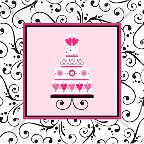 Sweet Wedding Cake Pink Scroll Bridal Shower Party 10.25" Square Banquet Plates