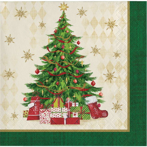 Tasteful Tree Traditional Classic Christmas Holiday Party Paper Beverage Napkins