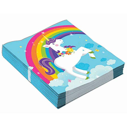 Fairytale Unicorn Fantasy Animal Kids Birthday Party Paper Beverage Napkins