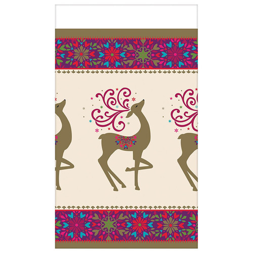 Winter Whimsy Reindeer Elegant Christmas Holiday Party Decoration Tablecover