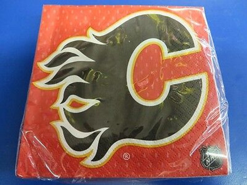 Calgary Flames NHL Pro Hockey Sports Banquet Party Red Paper Beverage Napkins