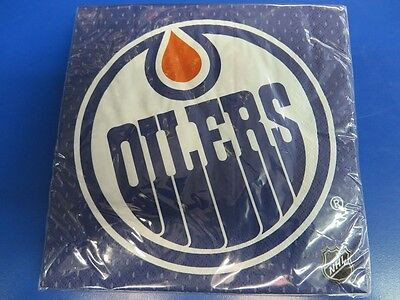 Edmonton Oilers NHL Pro Hockey Sports Banquet Party Blue Paper Luncheon Napkins