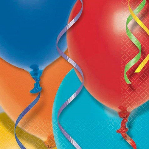 Balloon Celebration Streamers Classic Birthday Party Paper Beverage Napkins