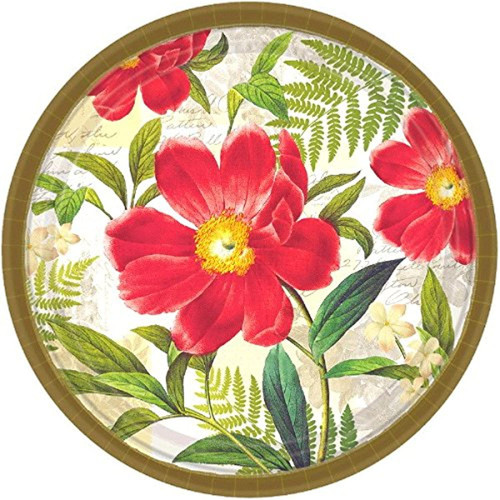 Botanical Peony Spring Floral Flower Garden Theme Party 10.5" Banquet Plates