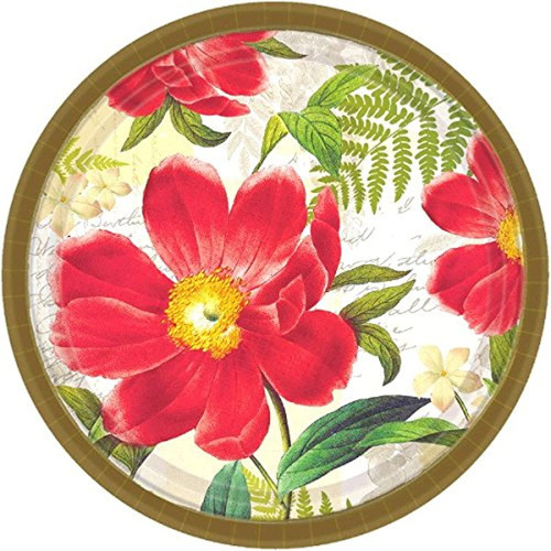 Botanical Peony Spring Floral Flower Garden Theme Party 7" Paper Dessert Plates