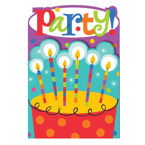 Dots & Stripes Polka Dot Modern Happy Birthday Party Invitations w/Envelopes