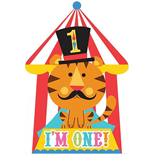 Fisher Price Circus Animal Cute Kids 1st Birthday Party Invitations w/Envelopes