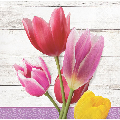 Beautfiul Blossoms Pink Tulip Flower Floral Garden Party Paper Beverage Napkins