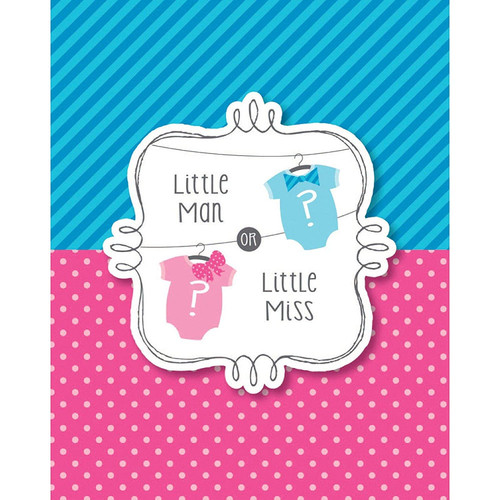 Bow or Bowtie? Gender Reveal Baby Shower Party Invitations w/Envelopes