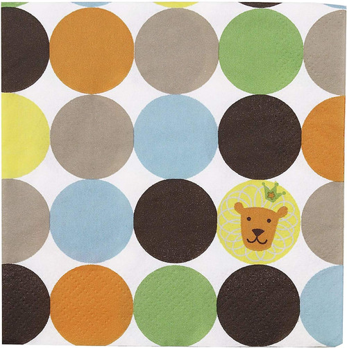 King of the Jungle Blue Brown Dots Stripes Baby Shower Party Beverage Napkins