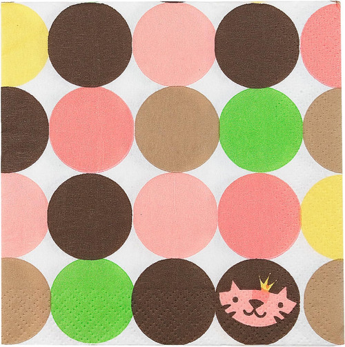 Queen of the Jungle Pink Brown Dots Stripes Baby Shower Party Beverage Napkins