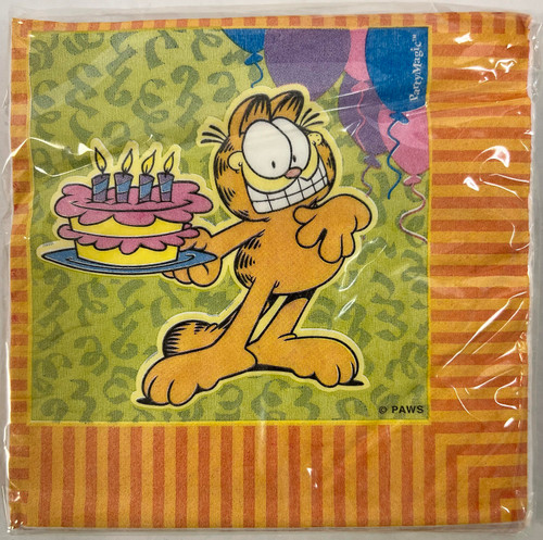 Garfield Birthday Party Rare Retro Cartoon Character Cat Paper Luncheon Napkins