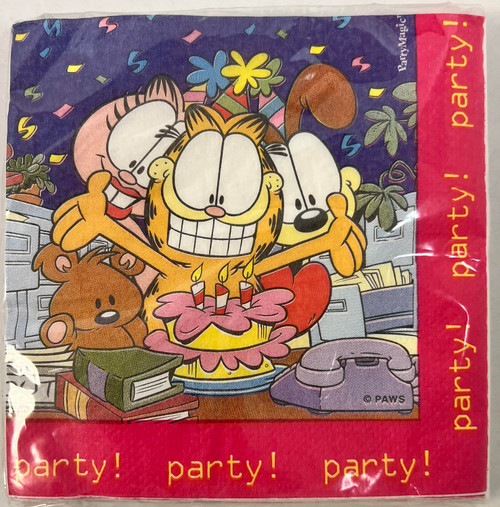 Garfield Office Party Rare Retro Cartoon Character Cat Paper Luncheon Napkins