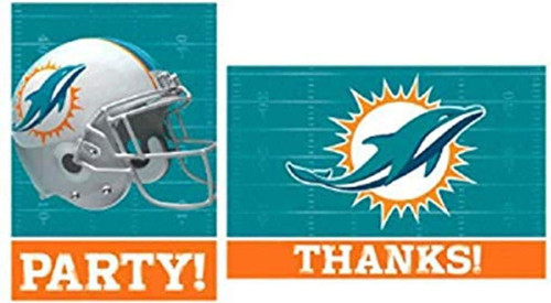 Miami Dolphins NFL Pro Football Sports Party Invitations & Thank You Notes