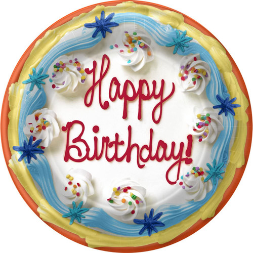 Frosted Cake Food Dessert Bright Colors Birthday Party 9" Paper Dinner Plates