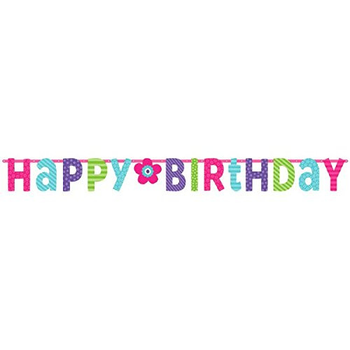 Purple & Teal Bright Polka Dot Stripe Birthday Party Decoration Letter Banner