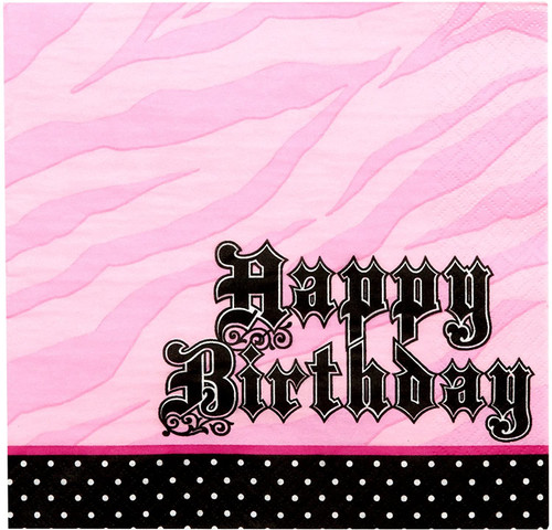 Super Stylish Pink Black Zebra Polka Dot Birthday Party Paper Luncheon Napkins