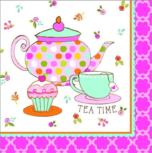 Tea Time Garden Theme Pink Cute Girls Kids Birthday Party Paper Luncheon Napkins