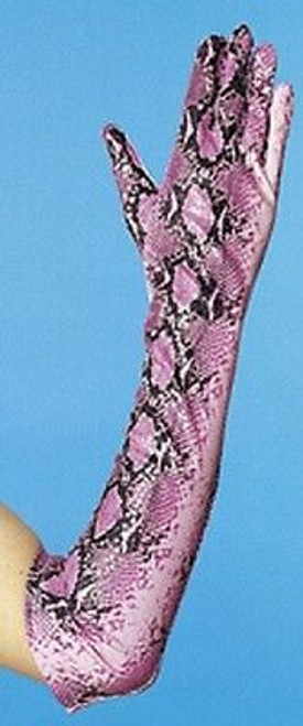 Snake Animal Print Gloves Pink Fancy Dress Up Halloween Adult Costume Accessory