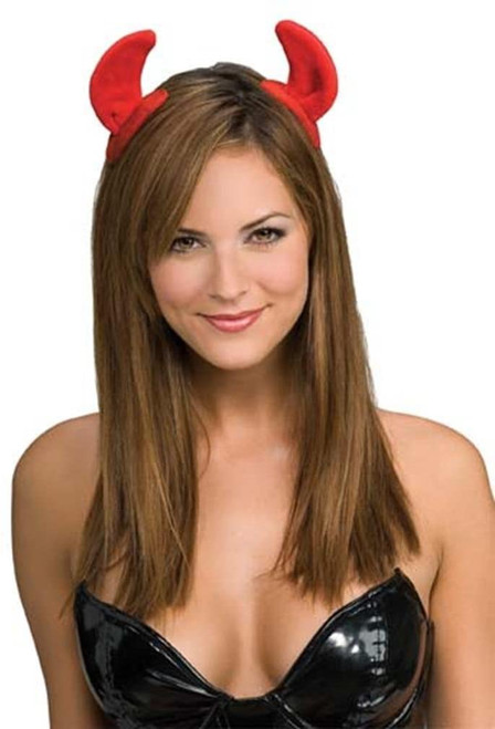 Red Felt Clip-On Devil Horns Fancy Dress Up Halloween Adult Costume Accessory