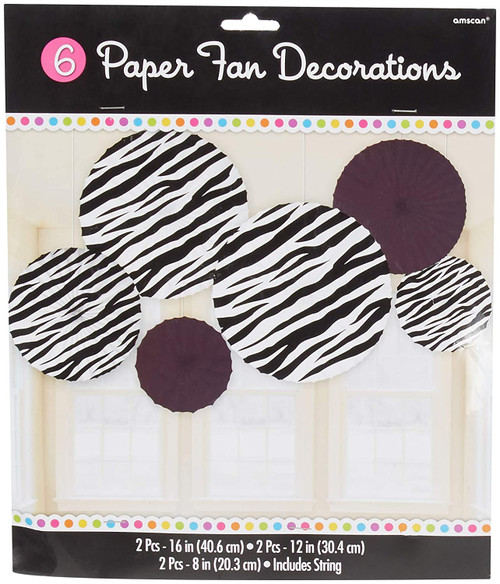 Zebra Stripe Animal Print Jungle Safari Theme Party Decoration Paper Fans