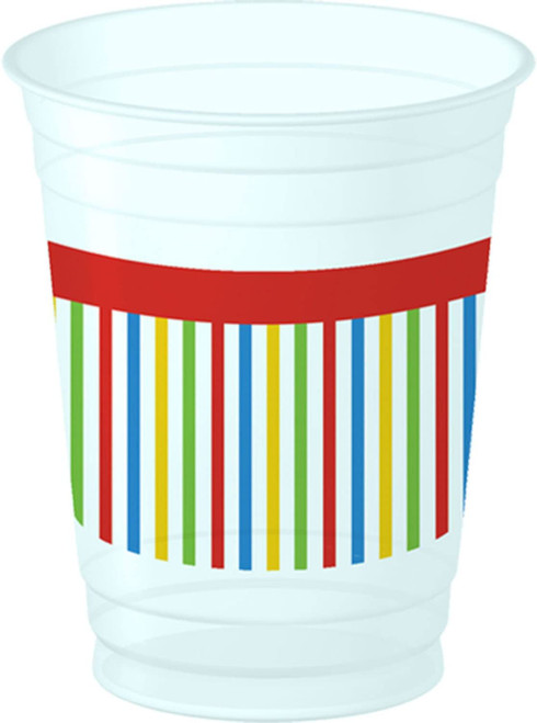 Birthday Balloons Striped Classic Adult Kids Birthday Party 14 oz. Plastic Cups