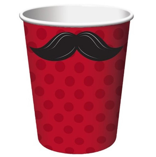 Mustache Madness Moustache Theme Adult Kids Birthday Party 9 oz. Paper Cups