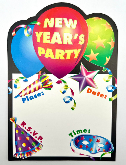 New Year Celebration Eve Balloons Streamers Holiday Party Invitations