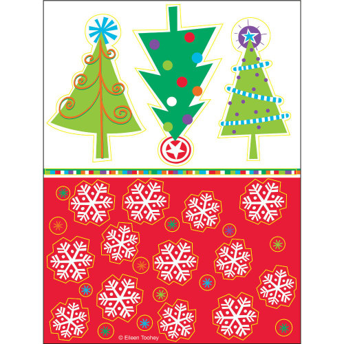 North Pole Christmas Tree Snowflake Holiday Party Favor Scrapbook Stickers