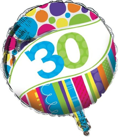 Bright & Bold Polka Dot Stripes Birthday Party Decoration 18" Mylar Balloon 30