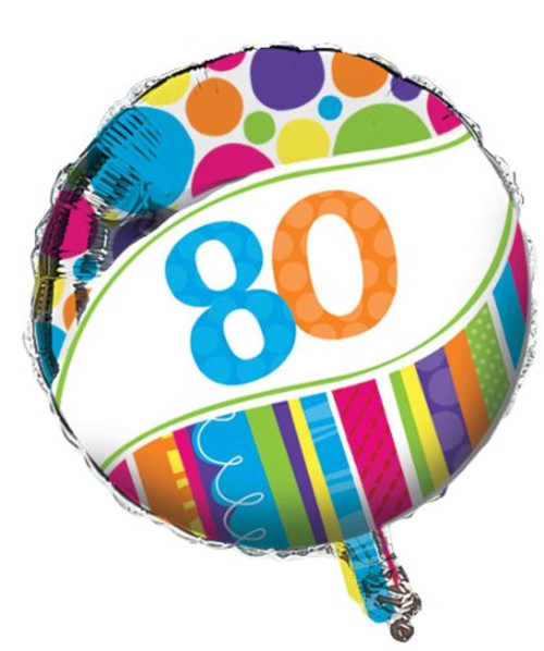 Bright & Bold 80th Birthday Party Decoration 18" Mylar Balloon