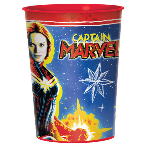 Captain Marvel Superhero Avengers Kids Birthday Party Favor 16 oz. Plastic Cup