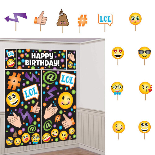 LOL Emoji Emoticons Kids Birthday Party Decoration Scene Setters Photo Props