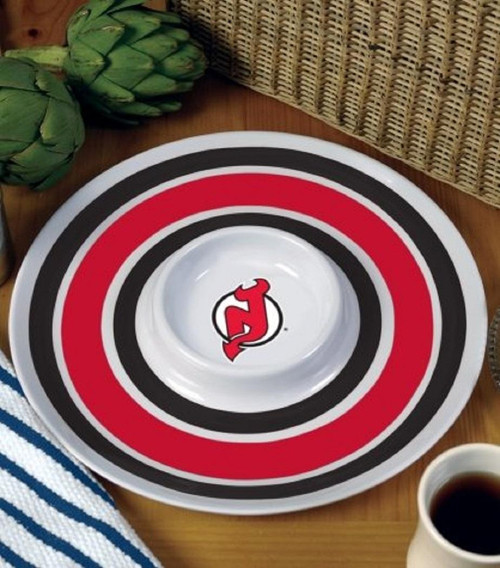 New Jersey Devils NHL Pro Hockey Gift Rare Melamine Chip & Dip Serving Tray