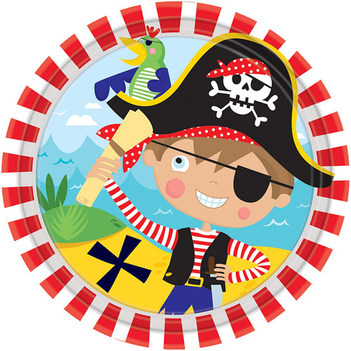 Little Pirate Caribbean Buccaneer Kids Birthday Party 7" Paper Dessert Plates