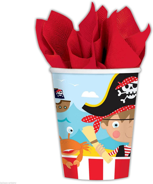 Little Pirate Caribbean Buccaneer Cute Kids Birthday Party 9 oz. Paper Cups