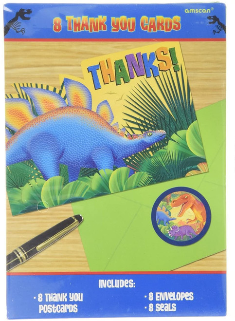 Prehistoric Dinosaurs Jurassic Kids Birthday Party Thank You Notes Cards