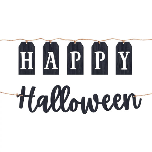 Classic Black & White Happy Halloween Party Decoration Cardboard Banner Kit