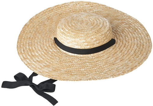 Colonial Hat Tan Wide Brim Straw Fancy Dress Halloween Adult Costume Accessory