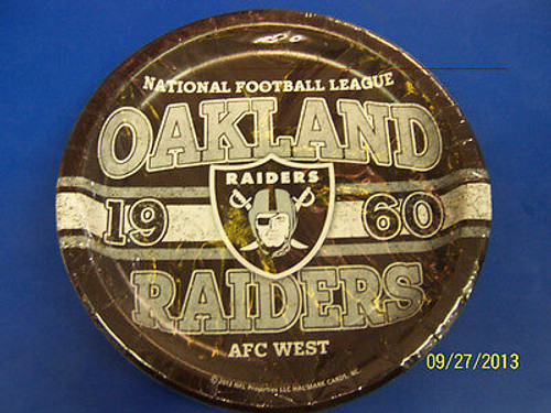 Oakland Raiders NFL Pro Football Sports Party 9" Dinner Plates