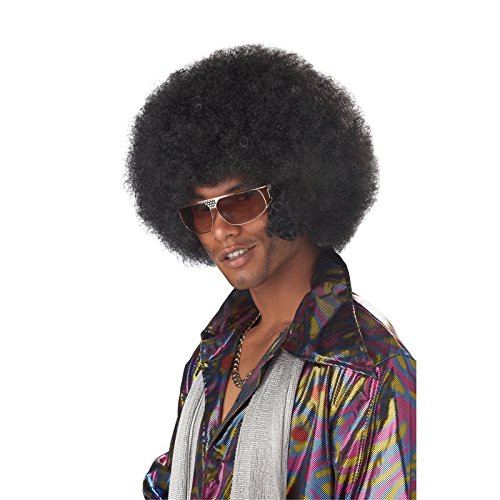 Afro Chops Wig Black 70's Disco Fancy Dress Up Halloween Adult Costume Accessory