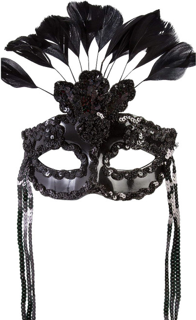 After Dark Feather Mask Black Suit Yourself Adult Costume Accessory