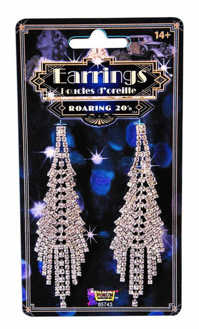 Flapper Rhinestone Earrings Roaring 20's Adult Costume Accessory