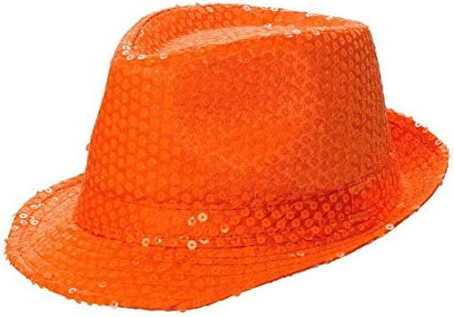 Neon Orange Sequin Fedora Suit Yourself Adult Costume Accessory