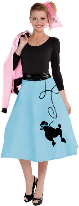 Poodle Skirt Blue Fabulous 50's Adult Costume